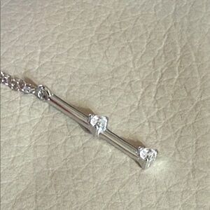 Siizu Sterling Silver .925 Brett Simulated Diamond Bar Necklace